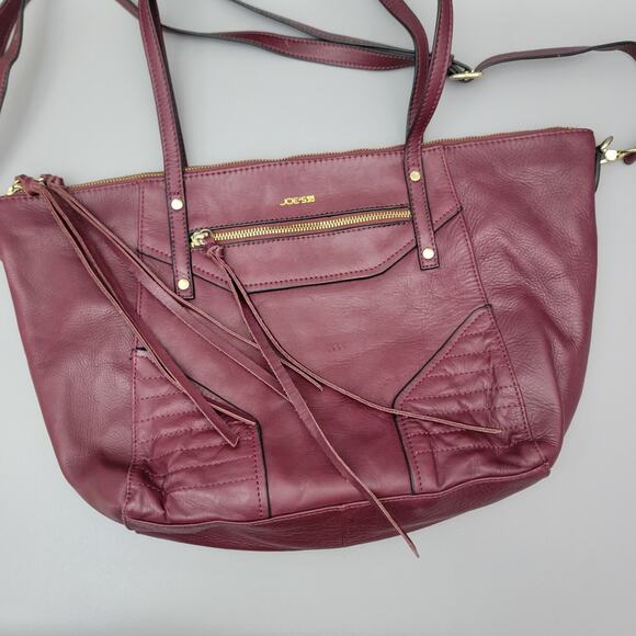 Vintage Joe's Jeans Payton Leather Shoulder Bag Handbag Purse Burgundy Wine - Picture 1 of 14